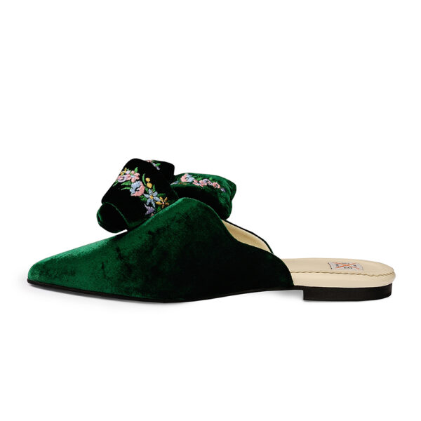 Mules grace emerald with bow and embroidery – 36   Coveti