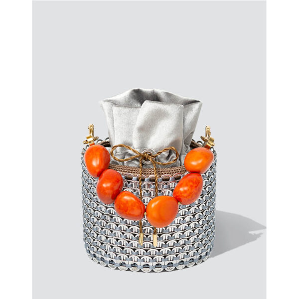 Celli orange and silver handbag Bags bags Coveti