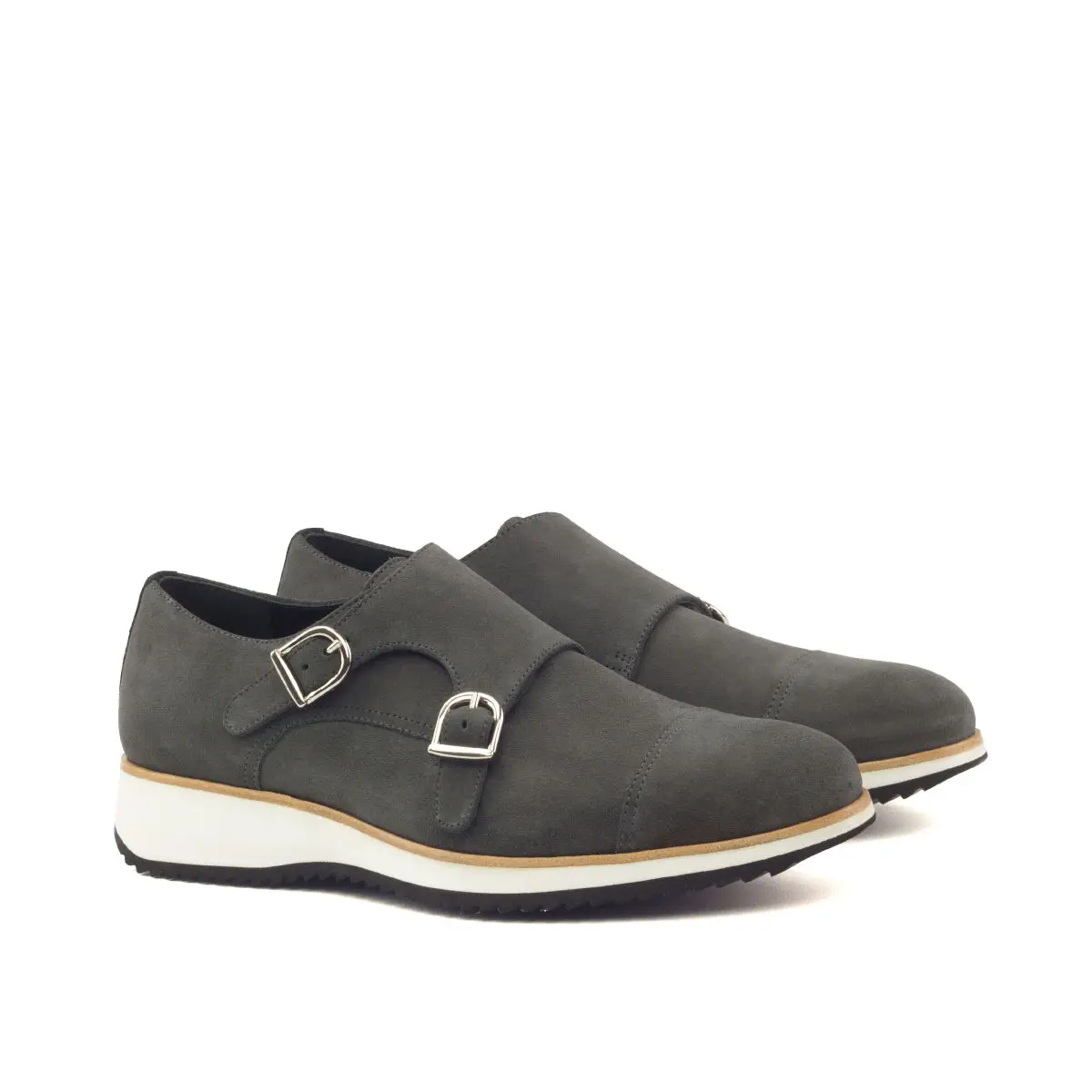 Black Double Monk Shoe