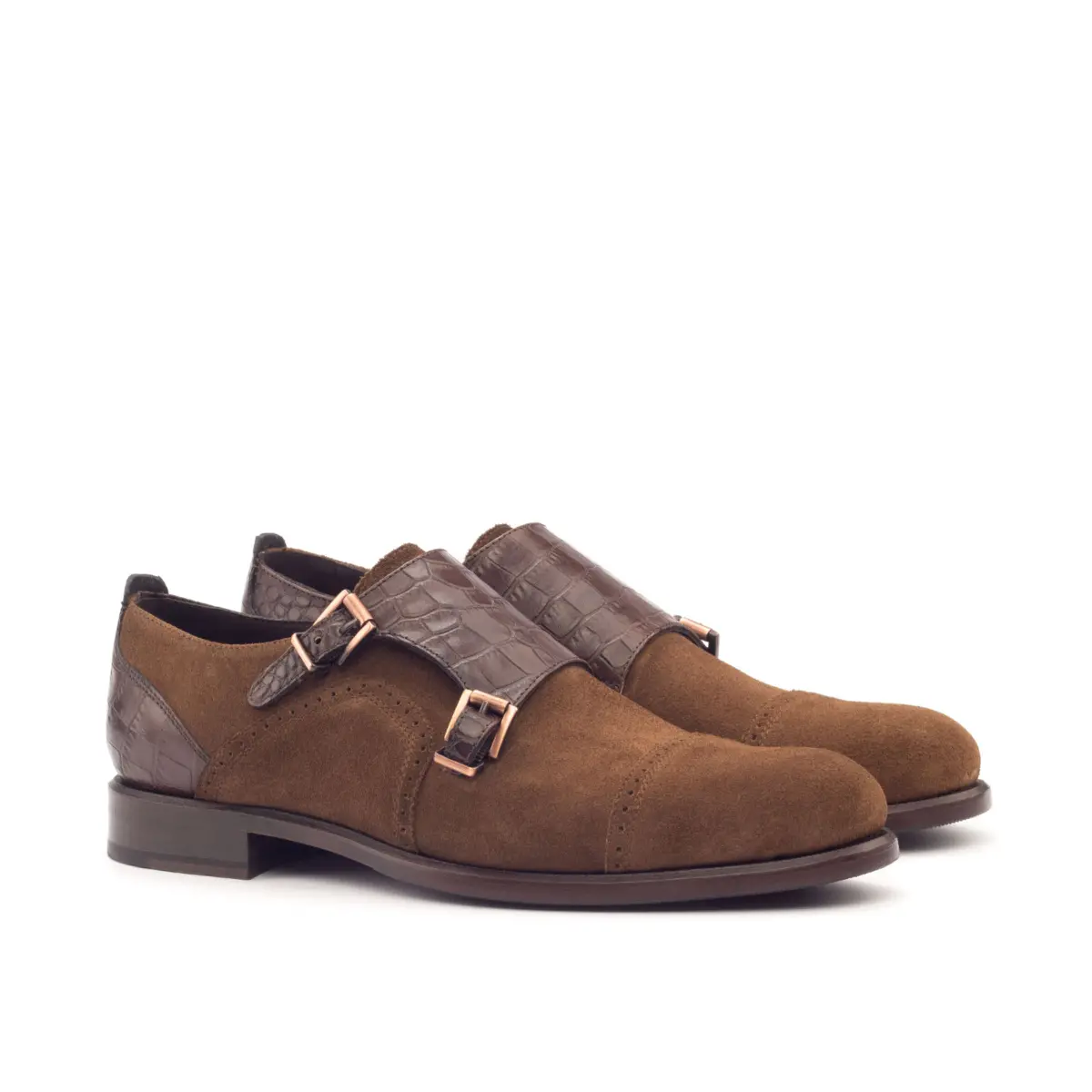 Brown double monk strap shoe