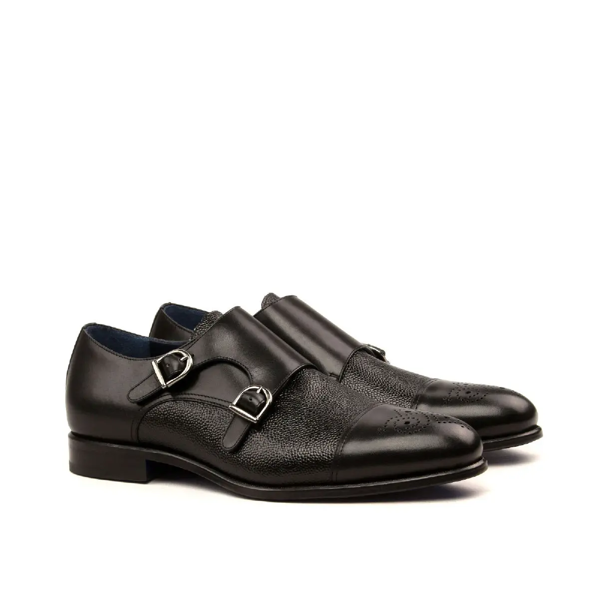 Black Double Monk Shoe