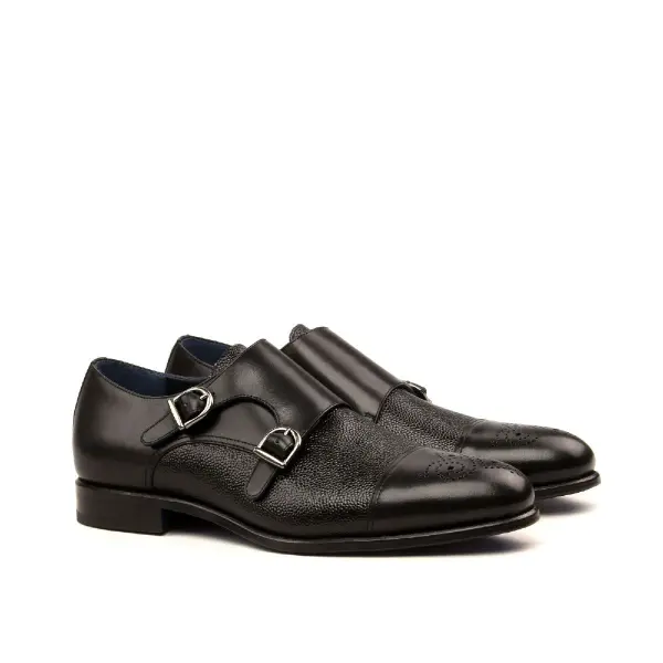 Black Double Monk Shoe