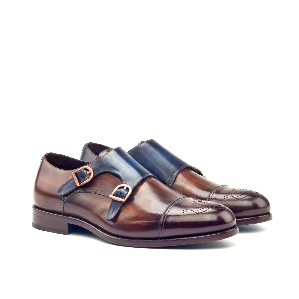 Blue Double Monk Shoe