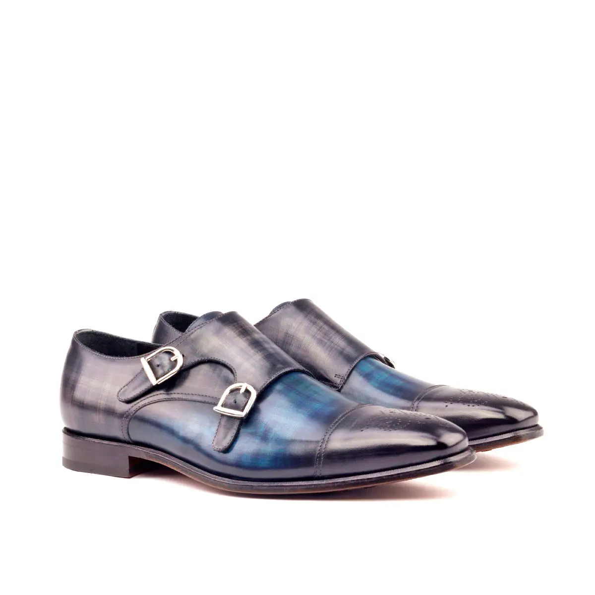 Blue Double Monk Shoe