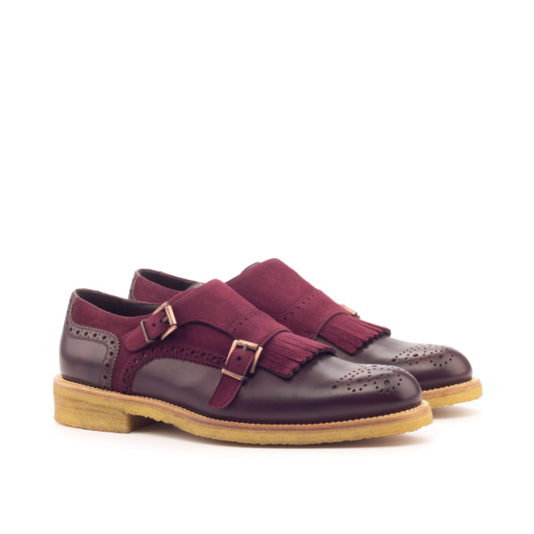 Burgundy women monk strap shoes