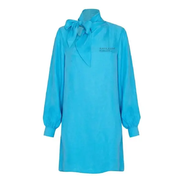 The Justify shift blue dress with neck tie   Coveti