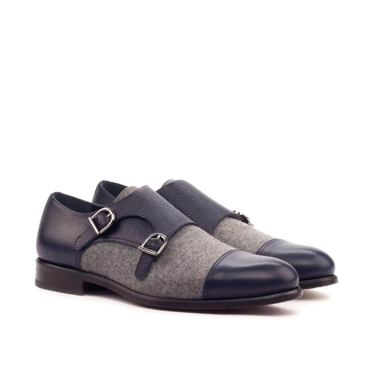 Gray Double Monk Shoe