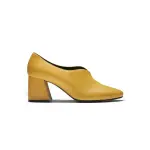 Tara Mustard Yellow Leather Heel Pump Shoes Shoes Coveti