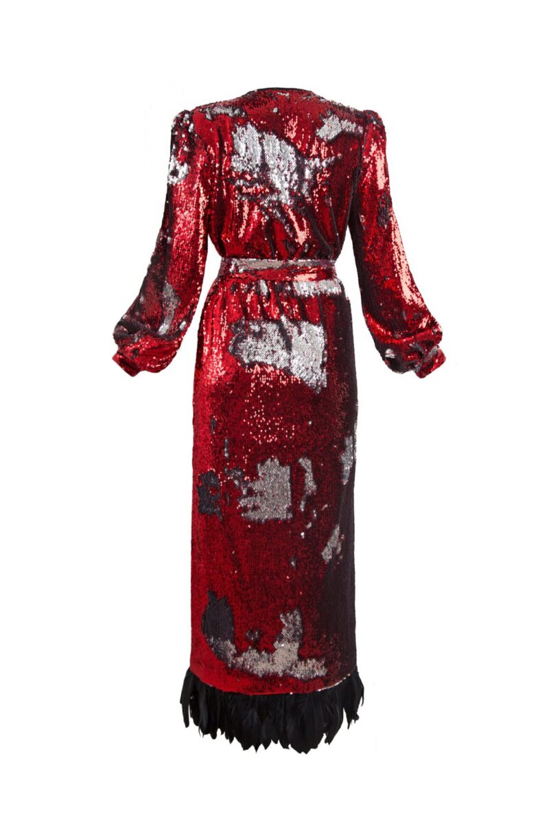 red sequin tuxedo dress Red And Feathers Sequin Tuxedo Dress Clothing Apple Bodyshape Coveti