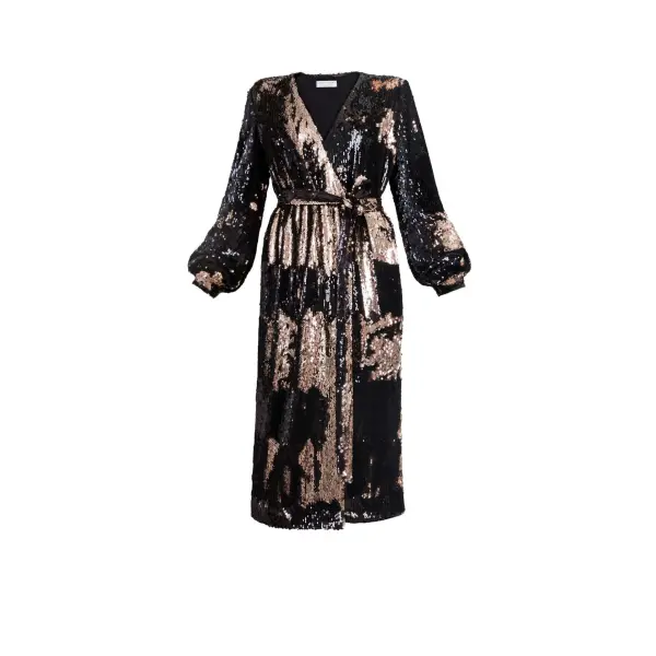 ‘S Black Sequin Dress With Feathers Clothing black dress Coveti