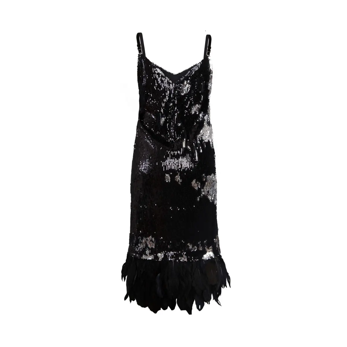 Sequin Black Dress With Feathers Clothing Cocktail Party Coveti