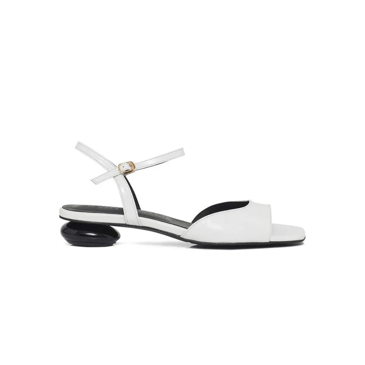 Anna Pebble White Leather Low Heel Sandals Sandals Shoes Coveti