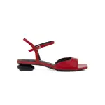 Anna Pebble Red Leather Low Heel Sandals Sandals Shoes Coveti