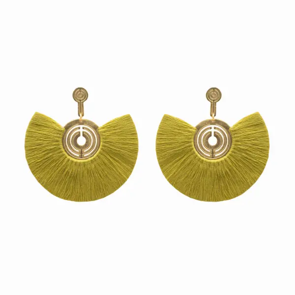 Mapuche 24 Karats Gold Plated Bronze With Mustard  Threads Earrings Accessories best seller Coveti