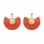 Mapuche 24 Karats Gold Plated Bronze With Vermilion  Threads Earrings Accessories best seller Coveti