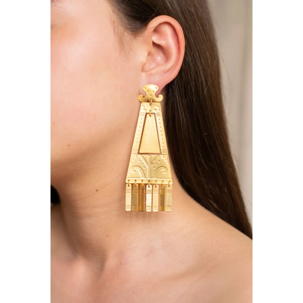 Vattea Xiu 24 Karats Gold Plated Bronze Earrings, view 2