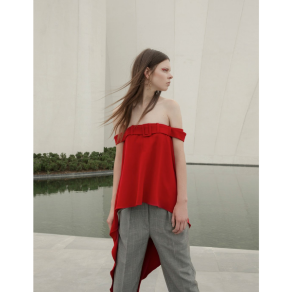 Alejandra de coss women´s  asymmetric red top Clothing classic color Coveti