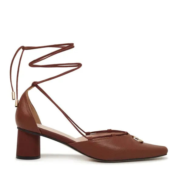 Valentina Leather Strap Pumps Brown Sandals sandal Coveti