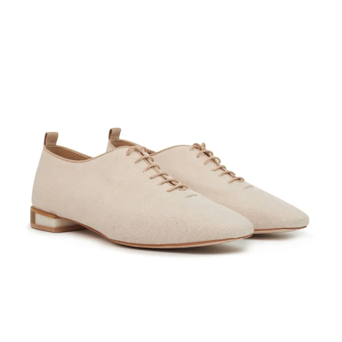 Marie Leather Lace up Flats Linen Shoes shoe Coveti