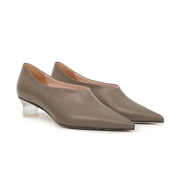 Victoria Leather Pump Heels Grey Pumps sandal Coveti