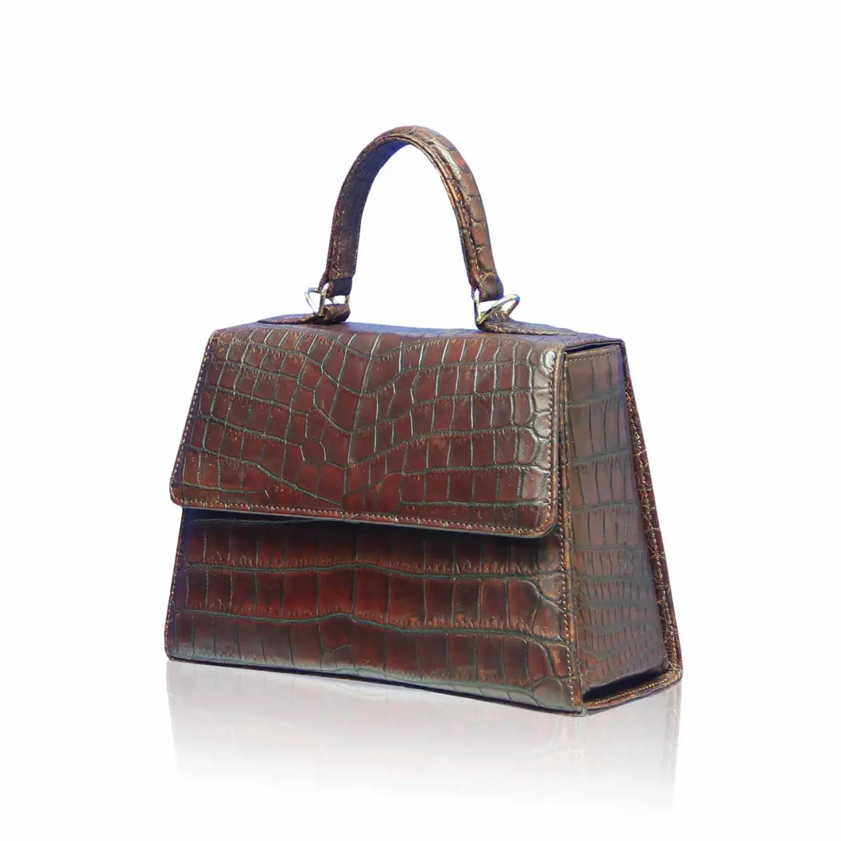 Dark brown crocodile handbag I Emerging designer I COVETI