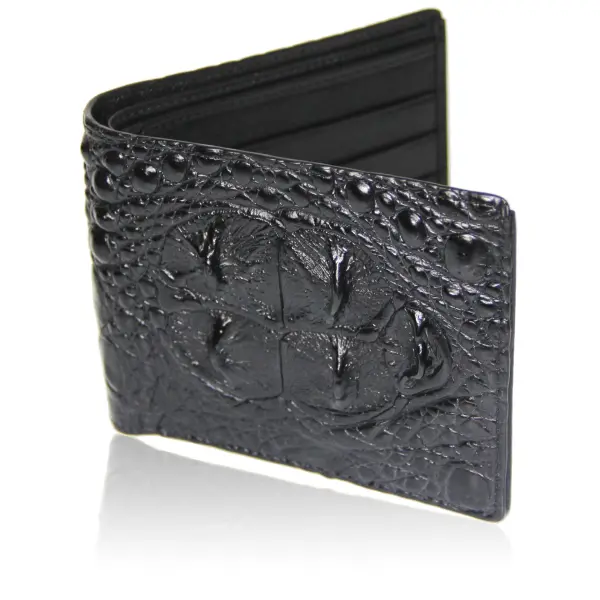 black crocodile hornback leather wallet