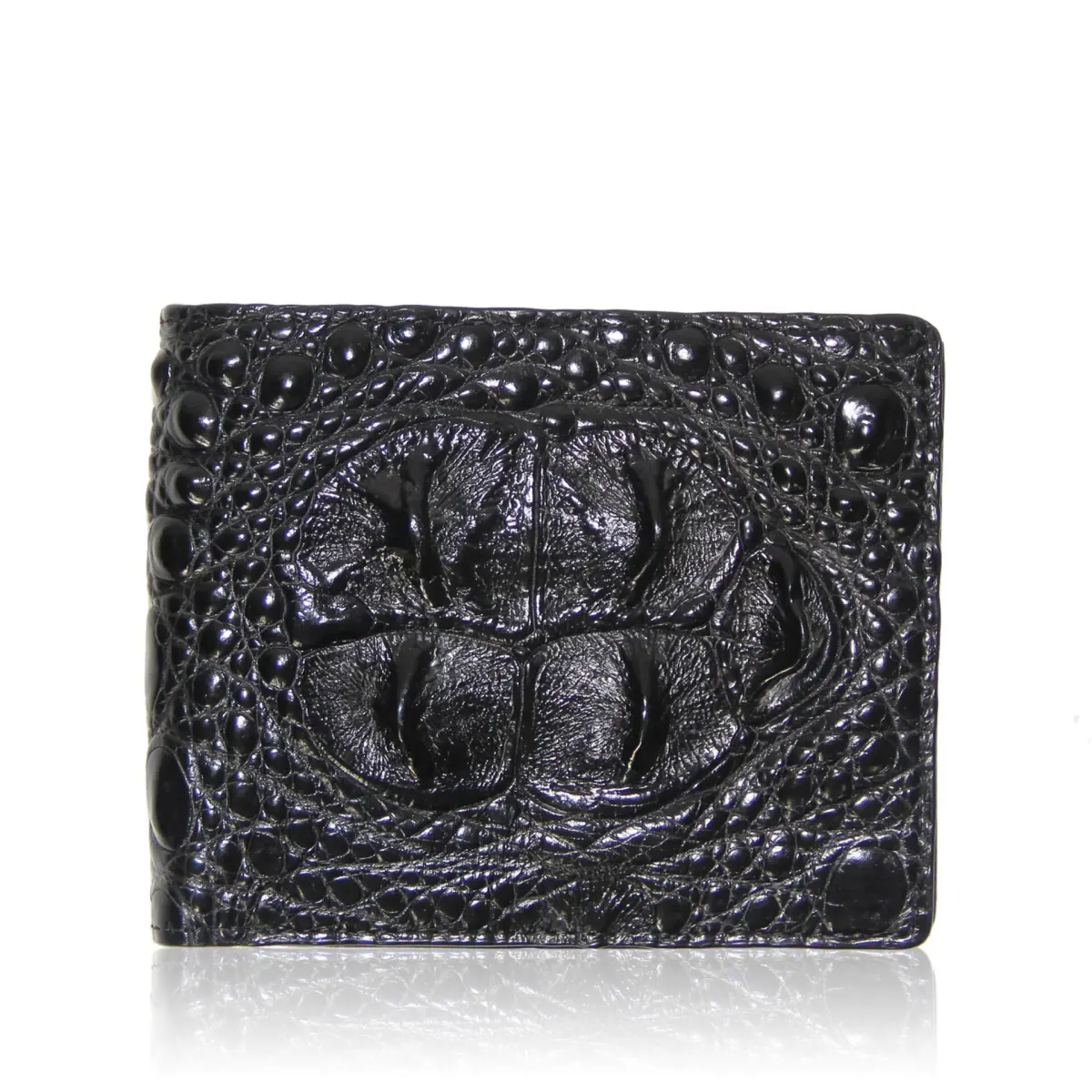 black crocodile hornback leather wallet