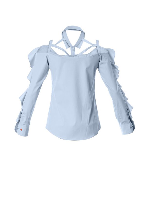 Ruffled bare shoulder shirt Clothing top Coveti