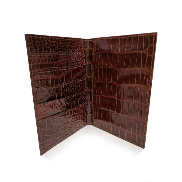 Bordeaux Crocodile Leather Passport Holder