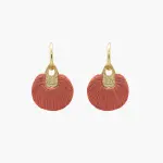 Hujan 24 Karats Gold Plated Bronze With Salmon  Threads Hoop Earrings Earrings best seller Coveti