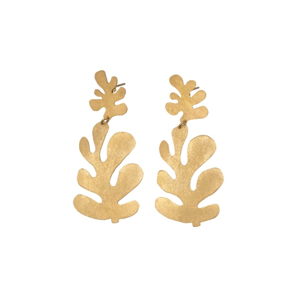 Alejandra de Coss women’s double Leaf earrings in gold plated Earrings contemporary jewellery Coveti