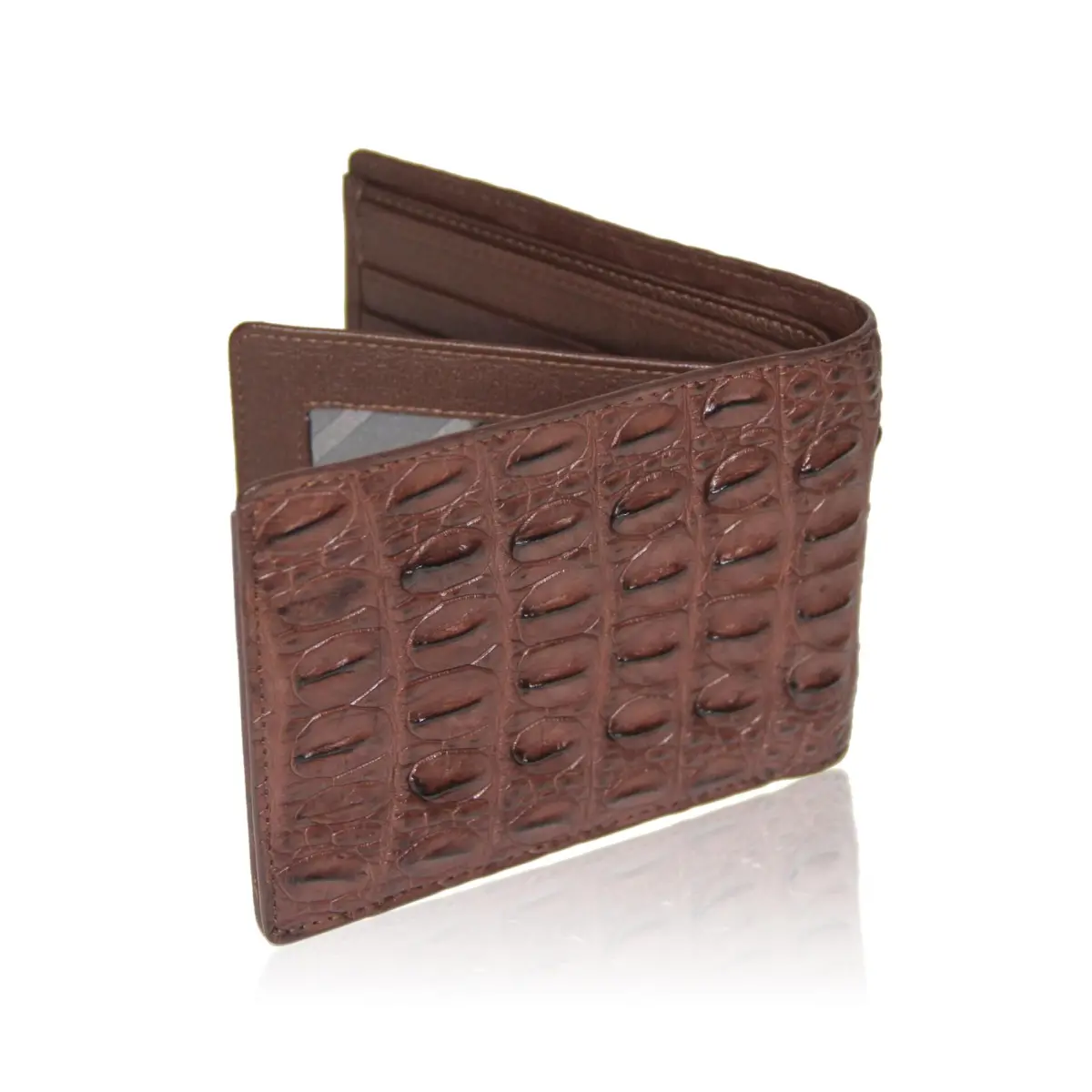 Tan crocodile hornback leather men's wallet