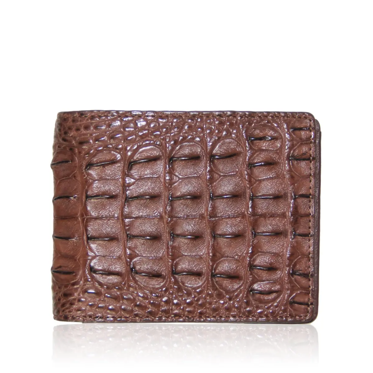 Tan crocodile hornback leather men's wallet