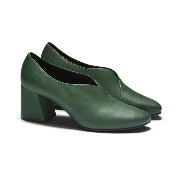 Tara Leather Pumps Deep Green Pumps sandal Coveti