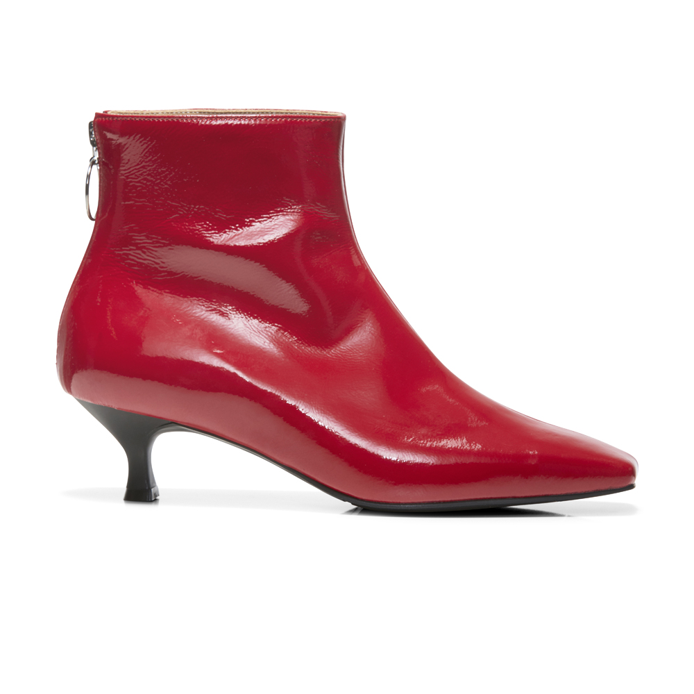 red kitten heel boots
