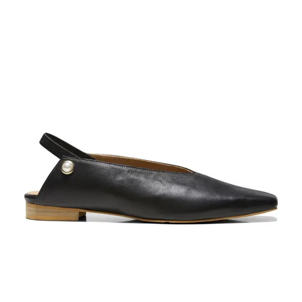 Iris Slingback Flats Black Mules sandal Coveti