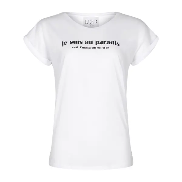 Eli Grita women paradis white organic cotton T-shirt Clothing cotton top Coveti