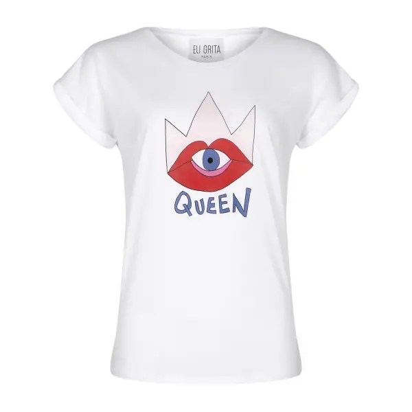 Eli Grita women queen white organic cotton t-shirt Clothing cotton top Coveti