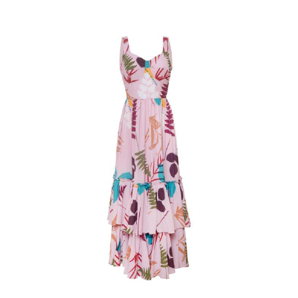 Manglar pink brown leaves dress – XS   Coveti