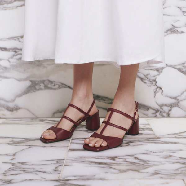 Alice Slingback Burgundy Leather Sandals Sandals Shoes Coveti