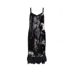 Dress In Black And Silver Sequins With Removable Feathers – XL   Coveti