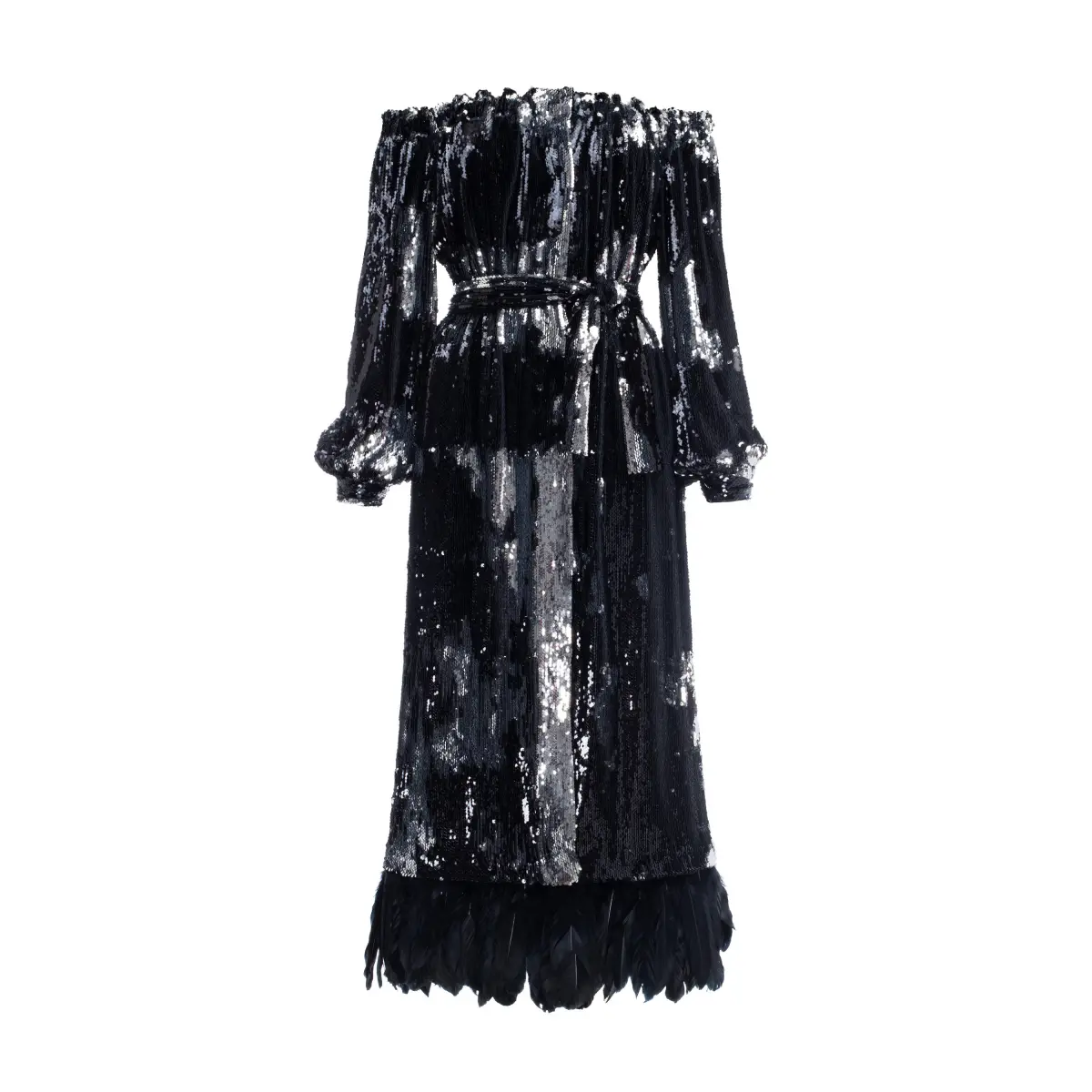 silver sequin tuxedo dress Sequin Shoulder Dress With Removable Feathers Clothing Cocktail Party Coveti