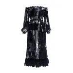 silver sequin tuxedo dress Sequin Shoulder Dress With Removable Feathers Clothing Cocktail Party Coveti