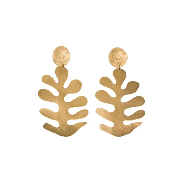 Alejandra de Coss women’s cut out leaf gold plated earrings Earrings contemporary jewellery Coveti