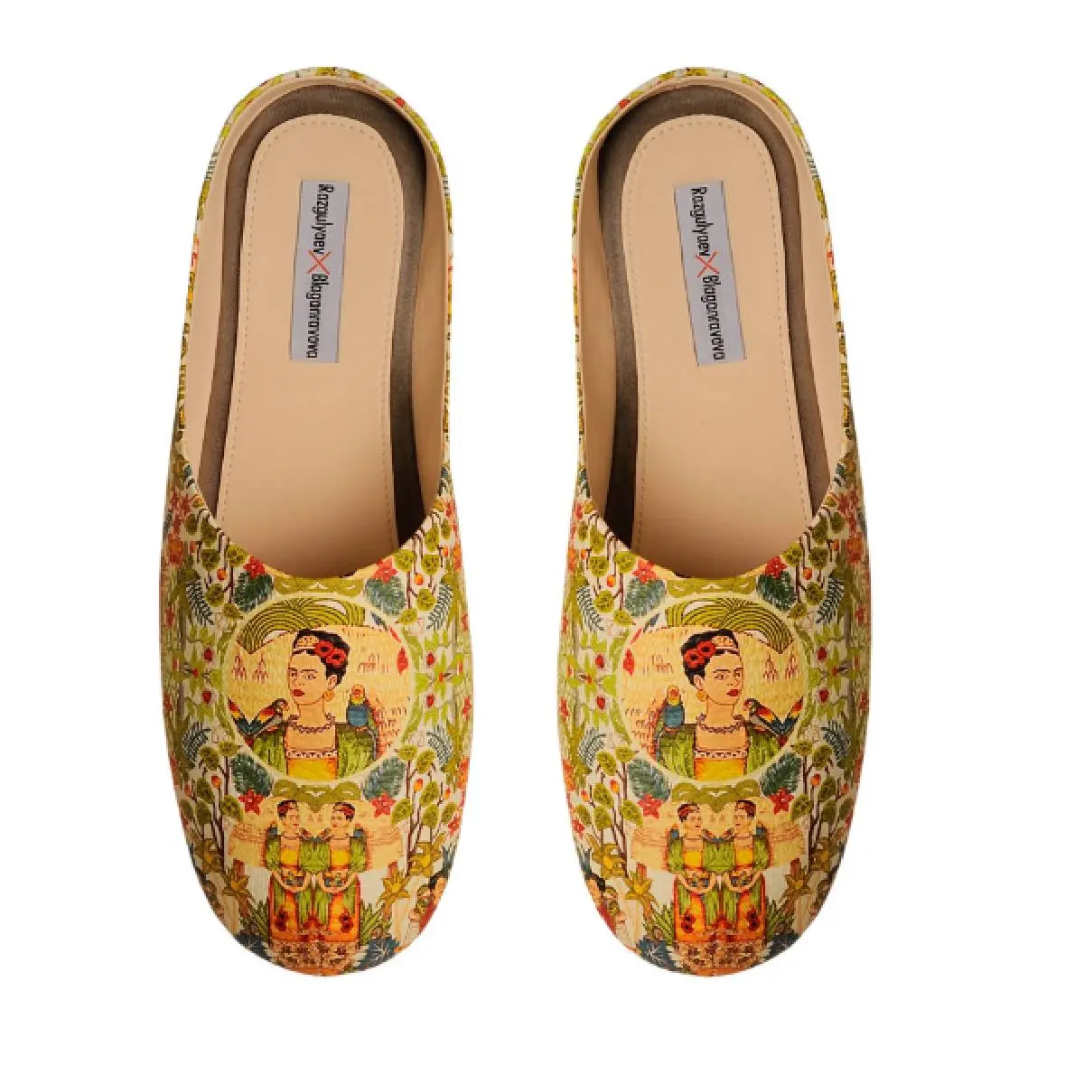 RxB women’s my frida printed leather home slippers Mules fur mules Coveti