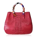 Women’s Red Crocodile Leather Novel Handbag Bags Bangkok Bootery Coveti