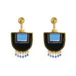 Flor Amazona women’s santo domingo blue gold earrings Earrings  Coveti