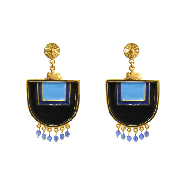 Flor Amazona women’s santo domingo blue gold earrings Earrings  Coveti