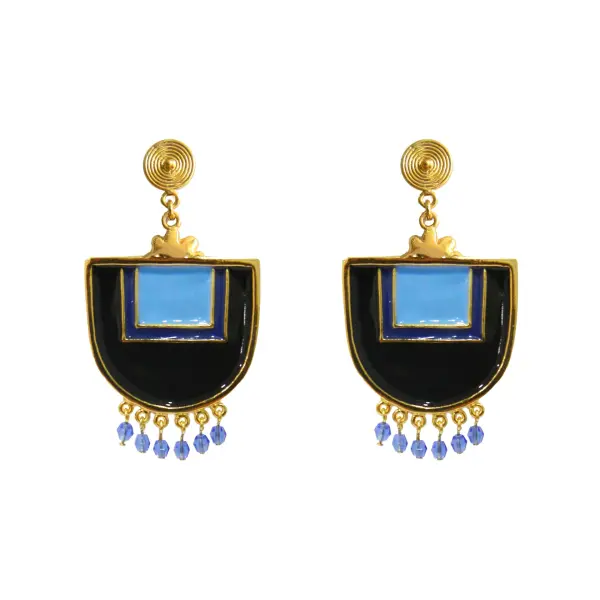 Flor Amazona women’s santo domingo blue gold earrings Earrings  Coveti