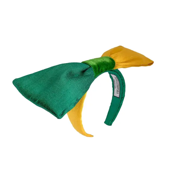 Tanya litkovska Women’s Silk Bow Headband in Green & Yellow Accessories black velvet headband Coveti